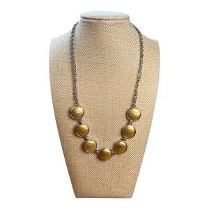 Reversible Gold & Silver Disc Necklace 17” + 3” Extender - 2-in-1 Hammered Boho